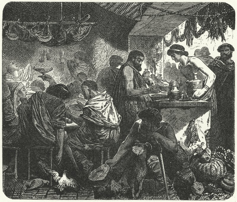 Cena em uma taverna na Roma Antiga de Hermann Vogel