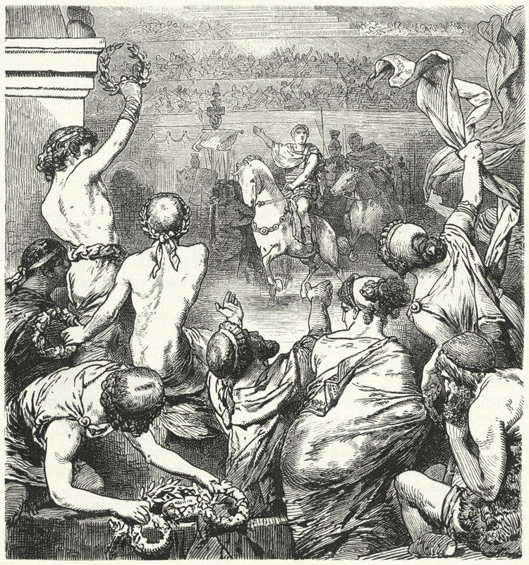Titus Quinctius Flaminius proclama a liberdade dos estados gregos, 196 aC de Hermann Vogel