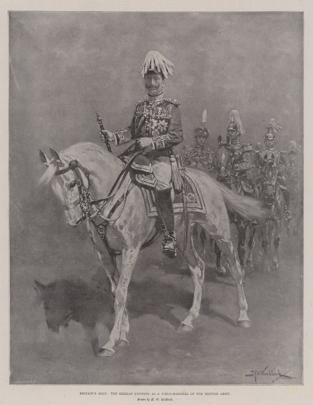 Aliado da Grã-Bretanha, o imperador alemão como marechal-de-campo do exército britânico de Hermanus Willem Koekkoek