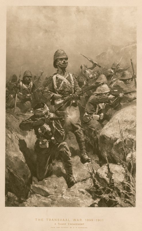 Um Engajamento Afiado: batalha durante a Guerra dos Bôeres de Hermanus Willem (after) Koekkoek
