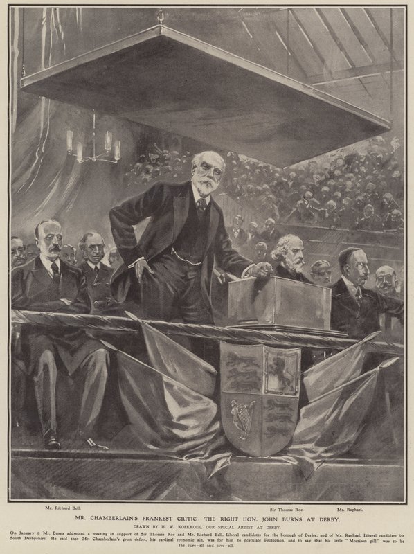 O crítico mais franco do Sr. Chamberlain: o Hon Hon Hon Hon John Burns no Derby (litho) de Hermanus Willem (after) Koekkoek