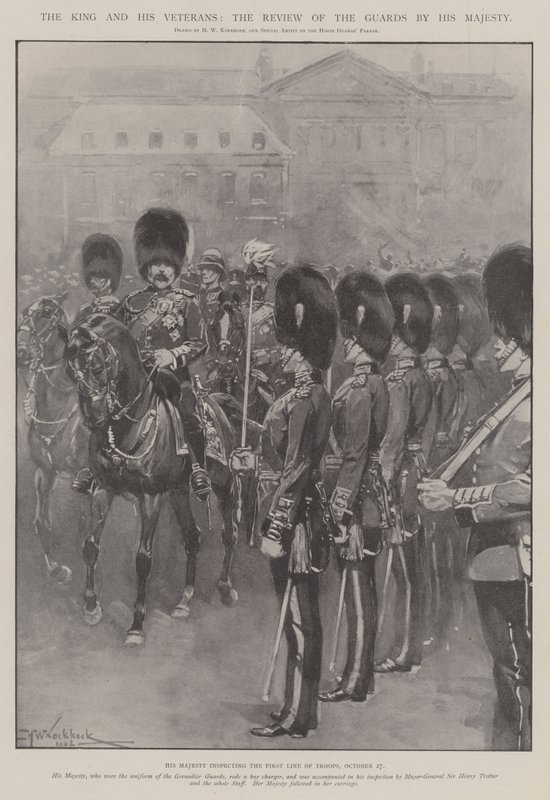 O rei e seus veteranos, a revisão dos guardas por sua majestade de Hermanus Willem Koekkoek