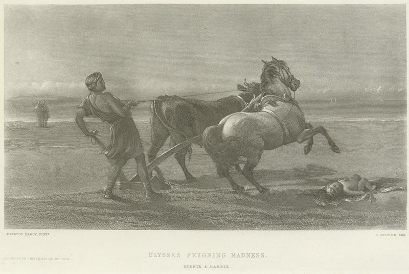 Ulysses fingindo loucura (gravura) de Heywood Hardy