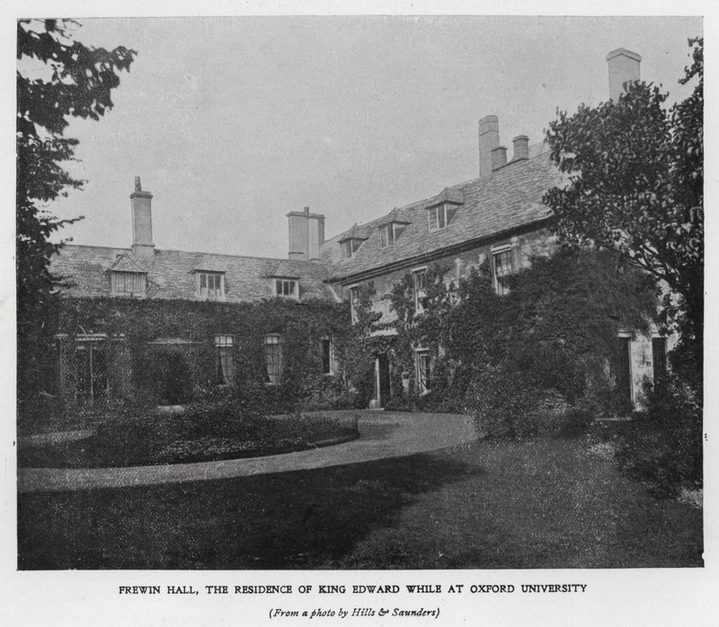 Frewin Hall, residência do Rei Eduardo VII enquanto estudava na Universidade de Oxford (foto a p/b) de Hills and Saunders