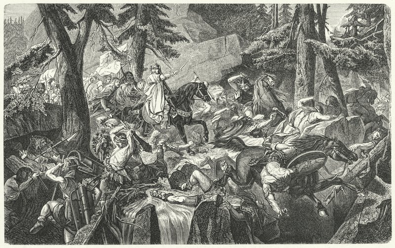 Carlos Magno atravessando os Alpes, 773 (gravura) de Hippolyte Delaroche