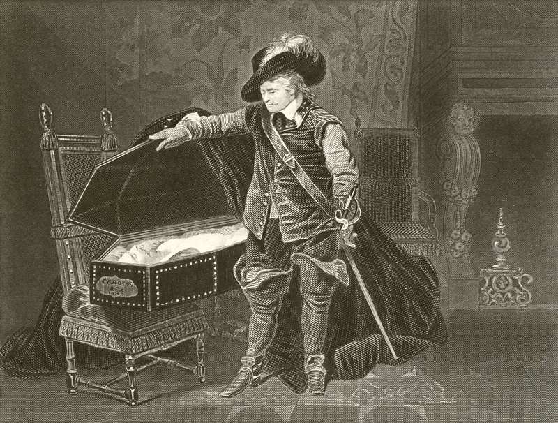 Cromwell vendo o cadáver de Charles I de Hippolyte Delaroche
