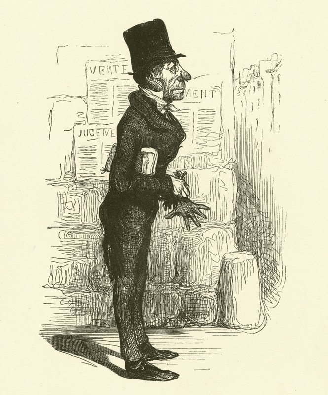O Advogado de menor porte (gravura) de Honore (after) Daumier