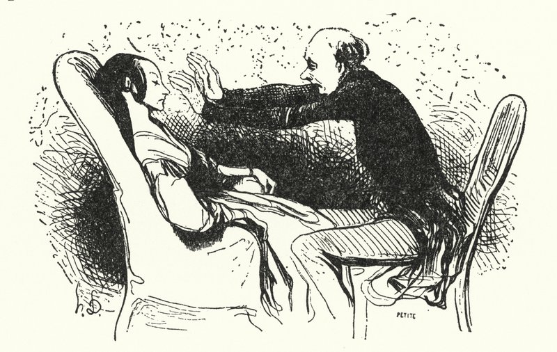 O hipnotizador (litho) de Honore (after) Daumier