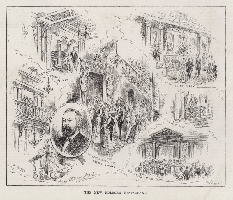 O Restaurante New Holborn (gravura) de Horace Morehen