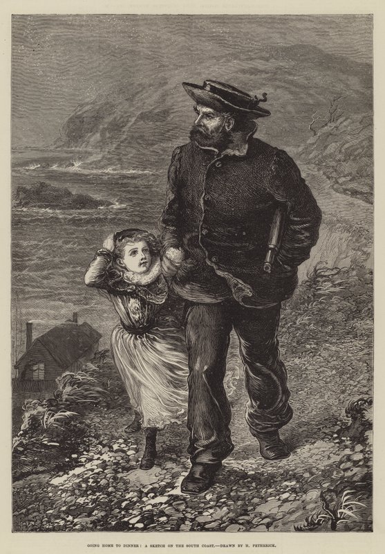Indo para casa jantar, um esboço na costa sul de Horace Petherick
