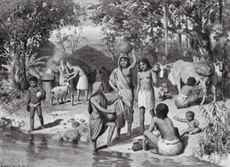 Arianos estabelecidos na Índia, Sacrifício ao ar livre (litografia) de Horace van Ruith