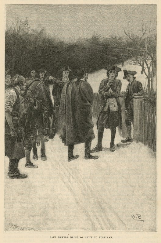 Paul Revere trazendo novidades para Sullivan de Howard Pyle
