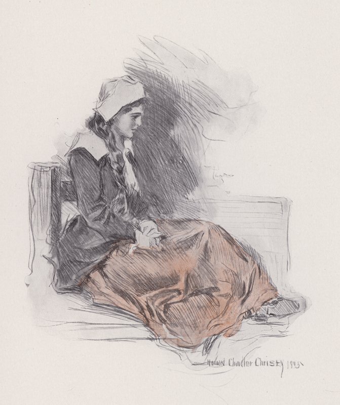 Ilustração para Evangelina, A Tale of Arcadie, de Henry Wadsworth Longfellow (litho) de Howard Chandler (after) Christy