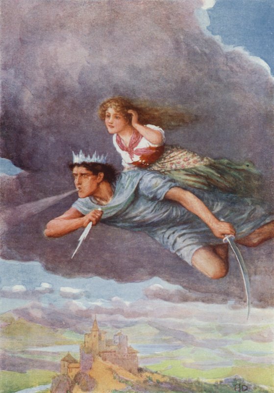 "A mil milhas por hora" de "The Quest of the Bird with the Golden Tail" (cor litho) de Howard Davie