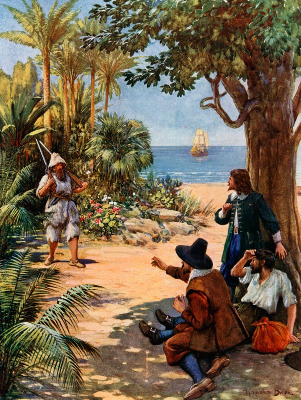 Ilustração para Robinson Crusoe de Howard Davie