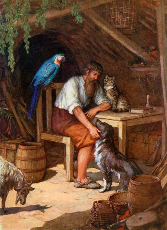 Ilustração para Robinson Crusoé de Howard Davie