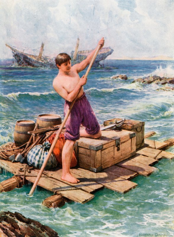 Ilustração para Robinson Crusoe de Howard Davie
