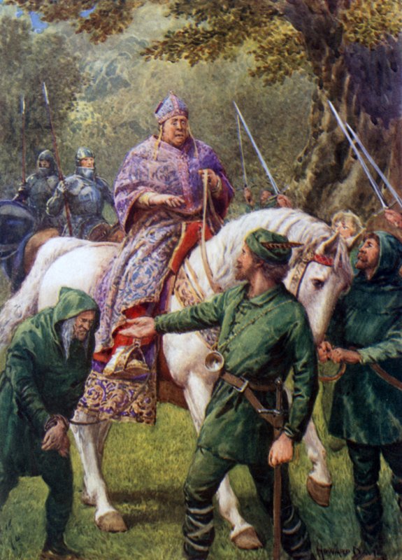 "Robin Hood encontra o Bispo de Hereford" (lito colorido) de Howard Davie