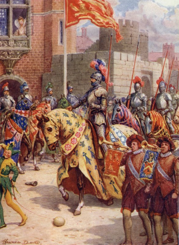 Sir Philip Sidney, no Torneio em Whitehall (cor litho) de Howard Davie