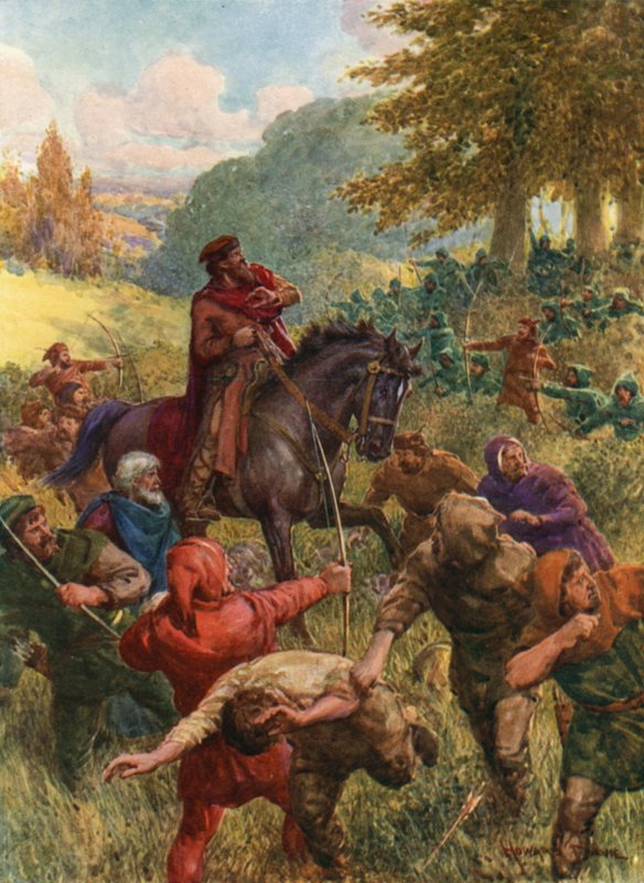 "O Resgate de Sir Richard do Lea" (lito a cores) de Howard Davie
