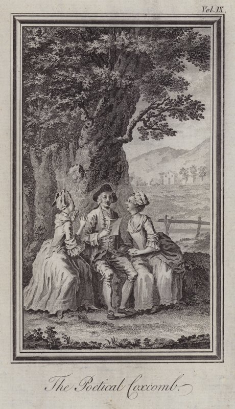 A Coxcomb Poética (gravura) de Hubert (after) Gravelot