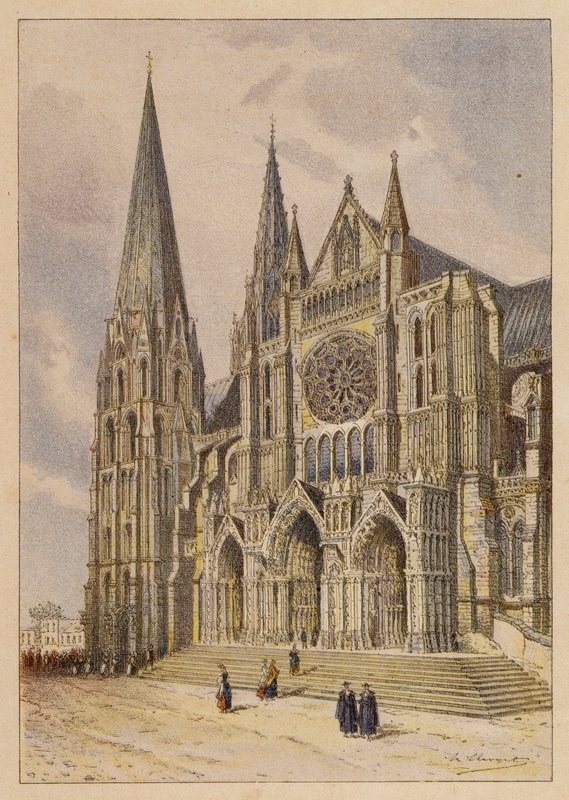 Notre-Dame de Chartres (litografia a cores) de Hubert Clerget