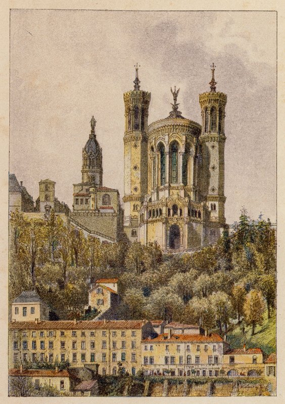 Notre-Dame de Fourvieres, A Lyon (litografia a cores) de Hubert Clerget