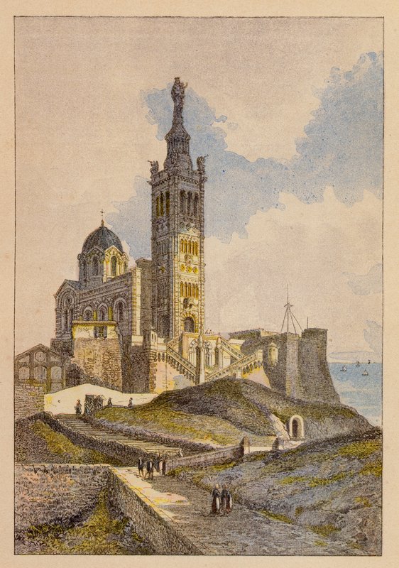 Notre-Dame de La Garde, Marselha (litografia a cores) de Hubert Clerget