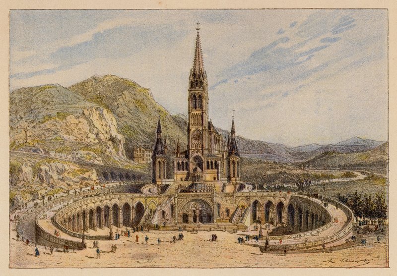 Notre-Dame de Lourdes (litografia a cores) de Hubert Clerget