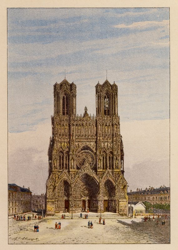 Notre-Dame de Reims (litografia a cores) de Hubert Clerget