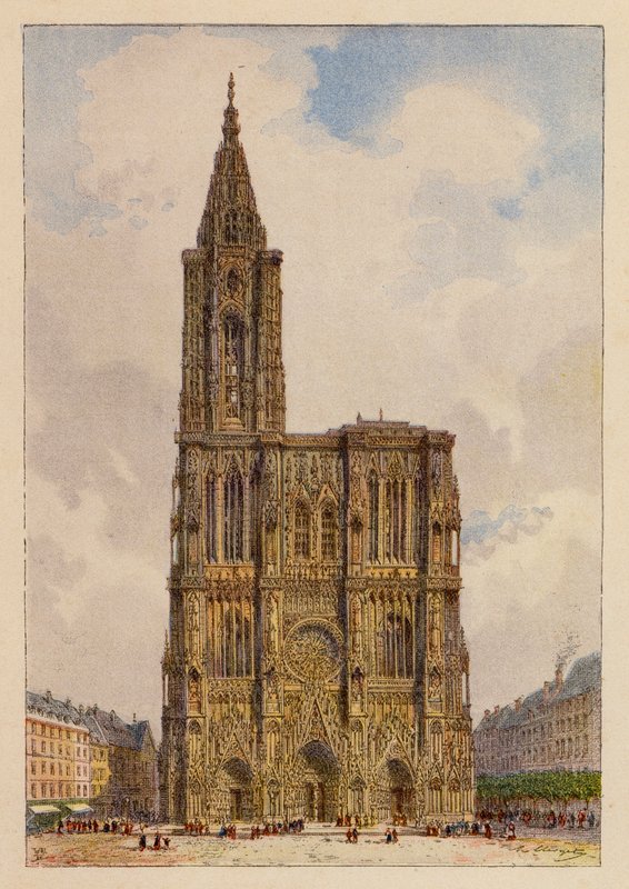 Notre-Dame de Strasbourg (litografia a cores) de Hubert Clerget