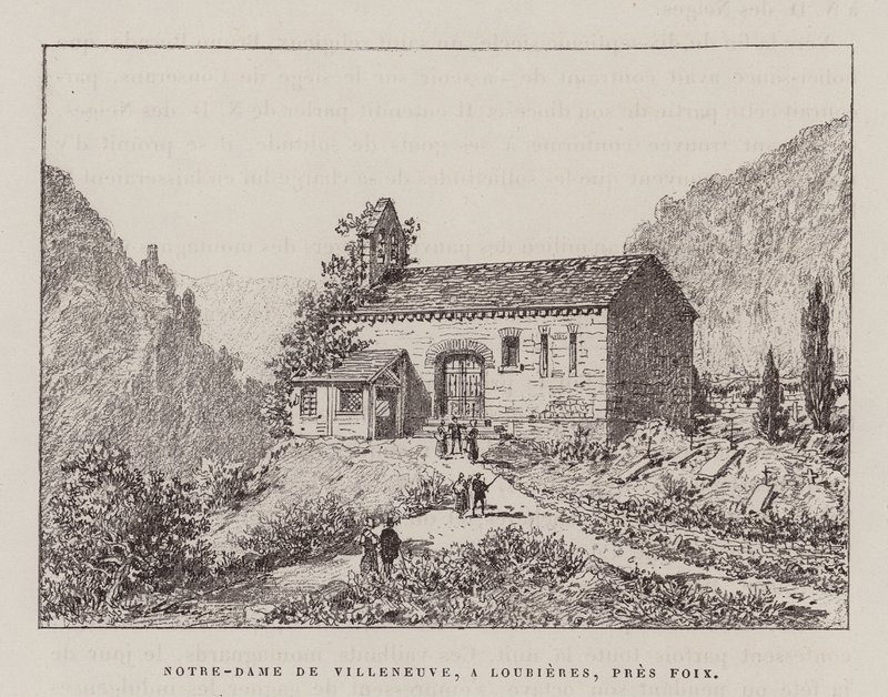 Notre-Dame de Villeneuve, A Lourieres, Pres Foix (gravura) de Hubert Clerget