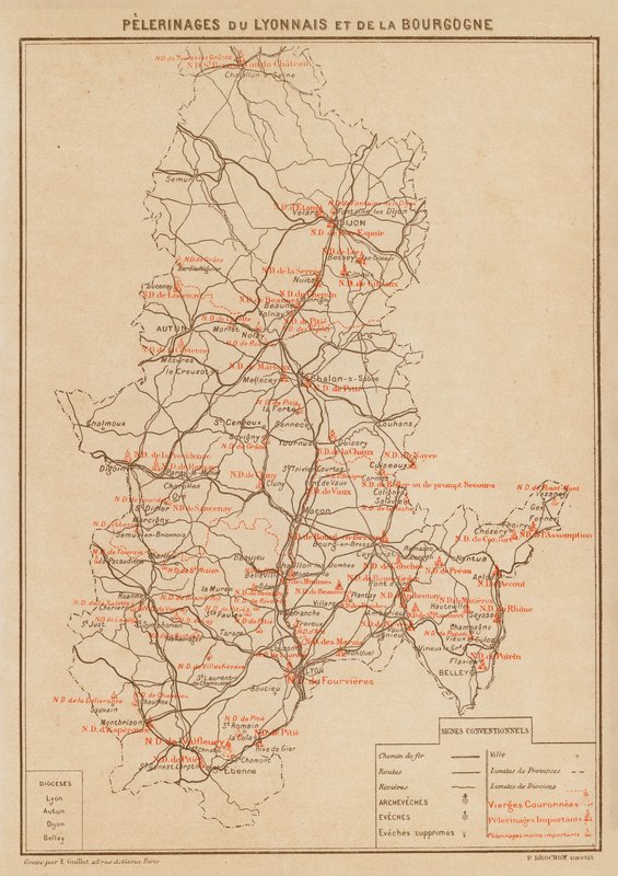 Pelerinages Du Lyonnais Et De La Bourgogne (litografia a cores) de Hubert Clerget