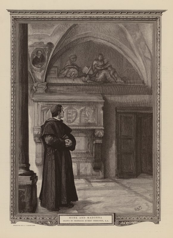 Monge e Madona (gravura) de Hubert von (after) Herkomer