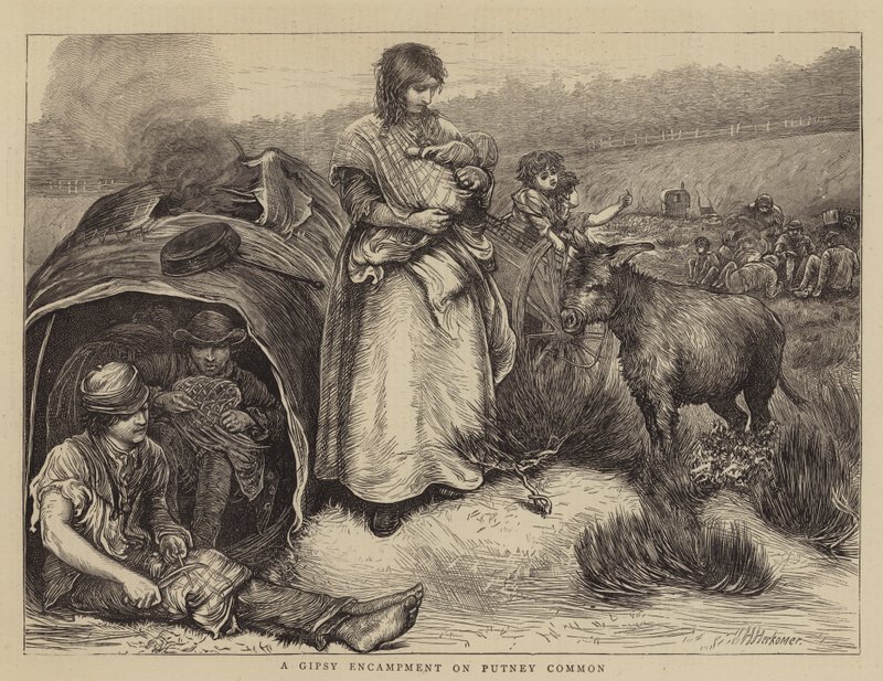 Um acampamento cigano em Putney Common de Hubert von Herkomer