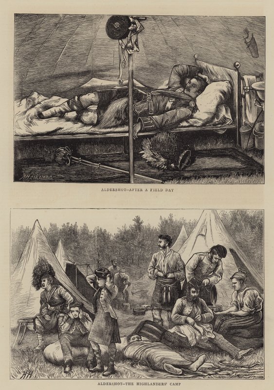 Aldershot, o acampamento dos Highlanders de Hubert von Herkomer