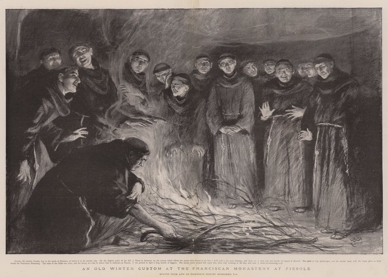 Um antigo costume de inverno no mosteiro franciscano de Fiesole de Hubert von Herkomer