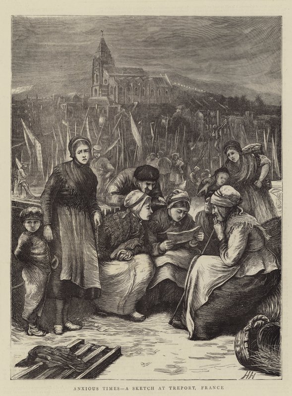 Anxious Times, um esboço em Treport, França de Hubert von Herkomer