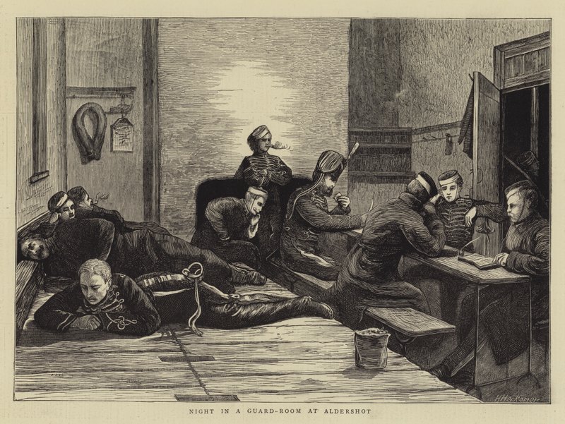 Noite em uma sala de guarda em Aldershot de Hubert von Herkomer