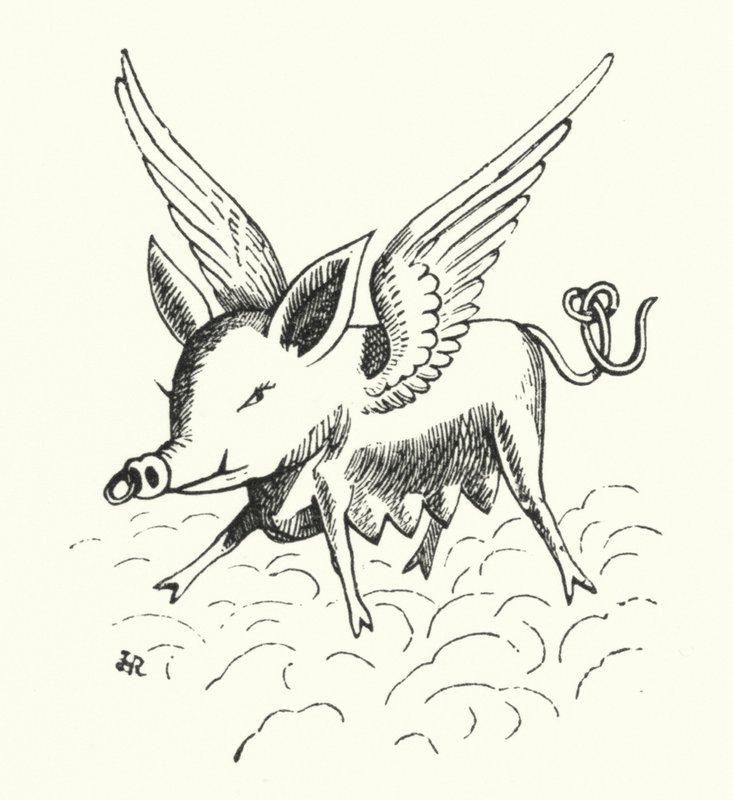 Porco voador (litho) de Hugh Rowley