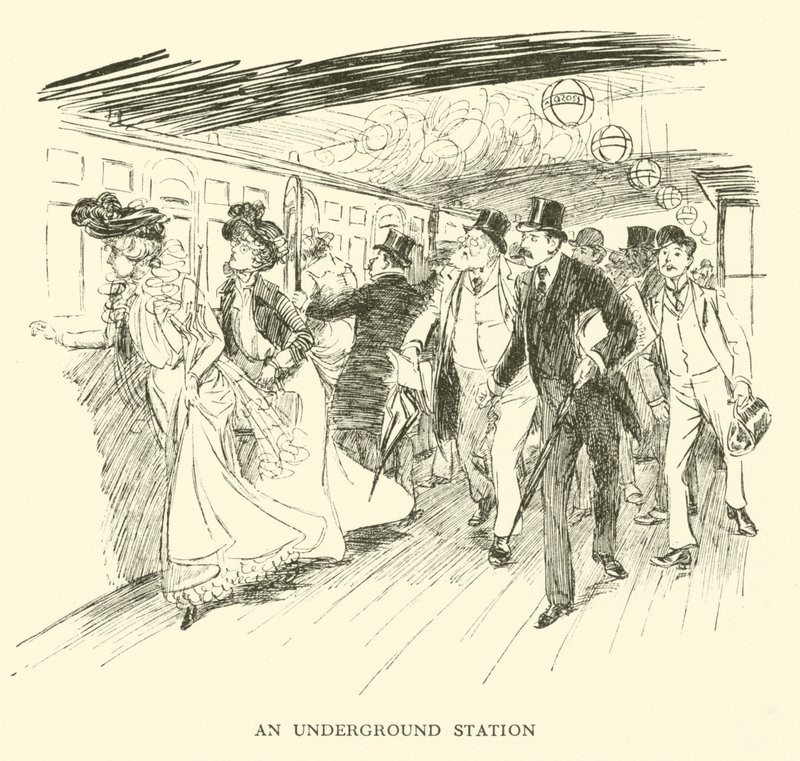Uma estação subterrânea (gravura) de Hugh Thomson