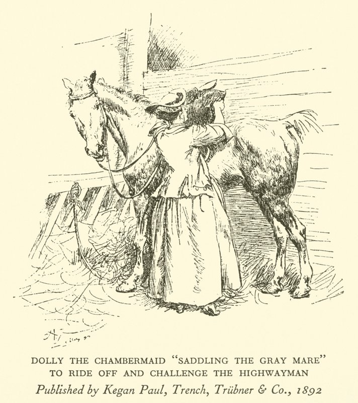 Dolly a Camareira "Selar a Égua Cinzenta", para Cavalgar e Desafiar o Rodoviário (gravura) de Hugh Thomson