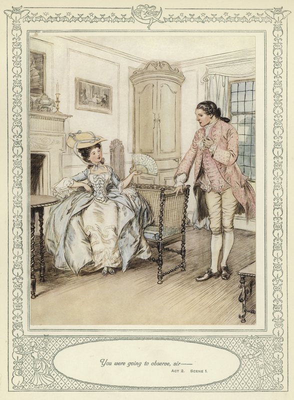 Ilustração para Goldsmith&39;s Stoops to Conquer de Hugh Thomson