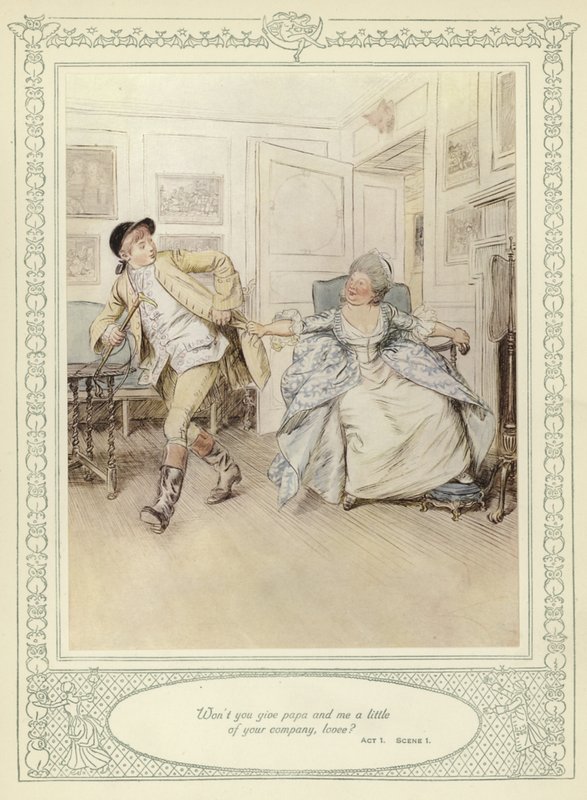 Ilustração para Goldsmith&39;s Stoops to Conquer de Hugh Thomson