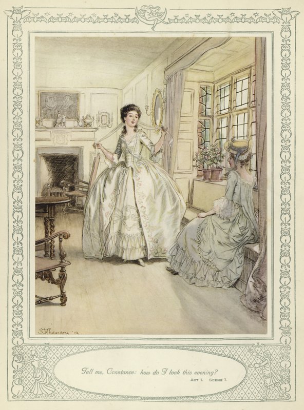 Ilustração para Goldsmith&39;s Stoops to Conquer de Hugh Thomson