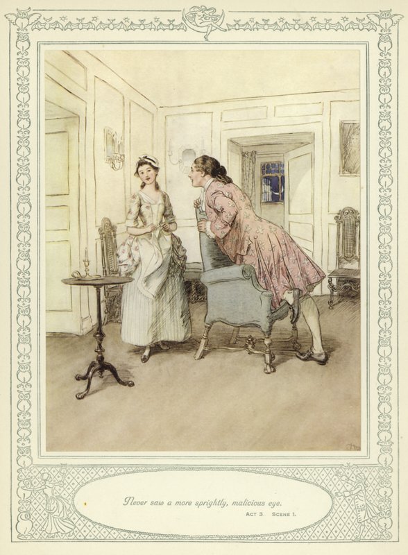 Ilustração para Goldsmith&39;s Stoops to Conquer de Hugh Thomson
