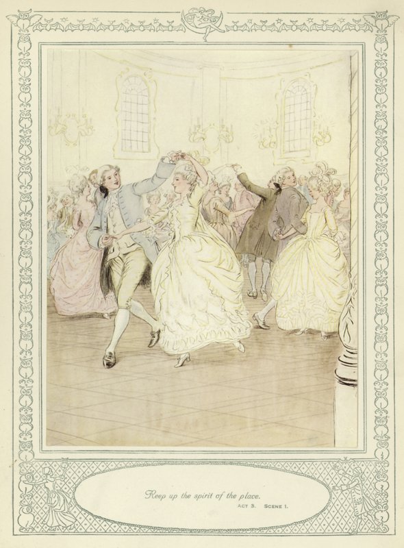 Ilustração para Goldsmith&39;s Stoops to Conquer de Hugh Thomson