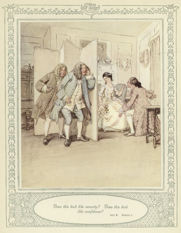 Ilustração para Goldsmith&39;s Stoops to Conquer de Hugh Thomson