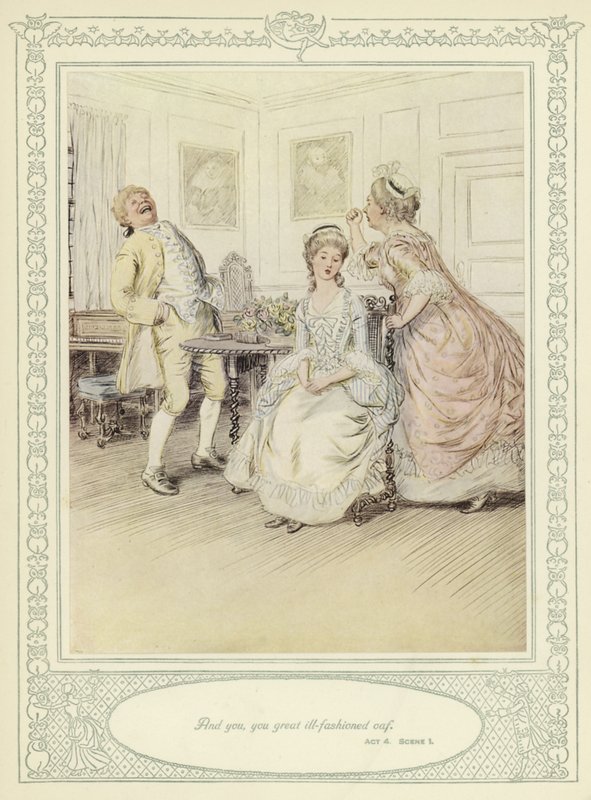 Ilustração para Goldsmith&39;s Stoops to Conquer de Hugh Thomson