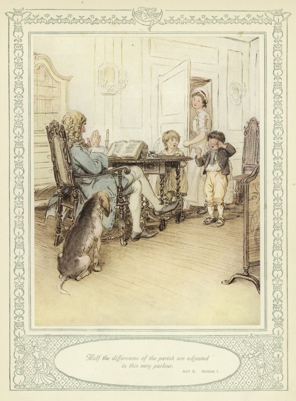 Ilustração para Goldsmith&39;s Stoops to Conquer de Hugh Thomson